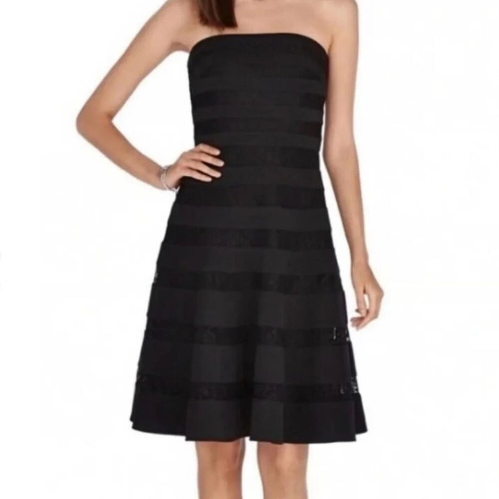 WHBM Strapless Lace Banded Fit and Flare Dress